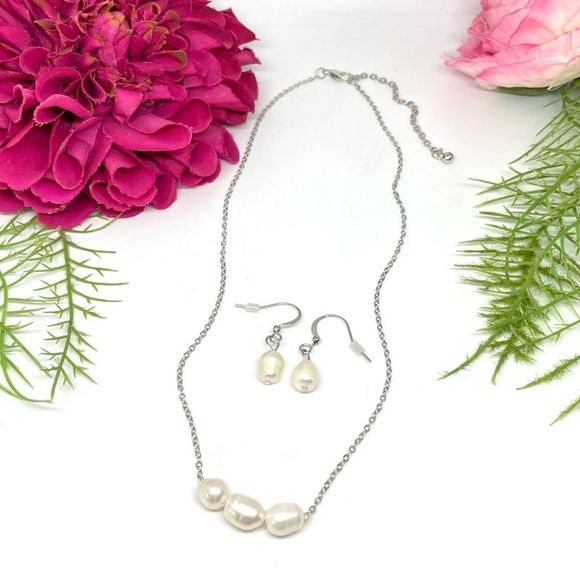 NEW⚜️Freshwater Pearl Semiprecious Drop Earrings - Picture 5 of 5